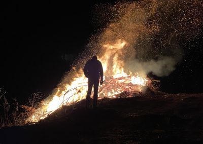 burning slash pile